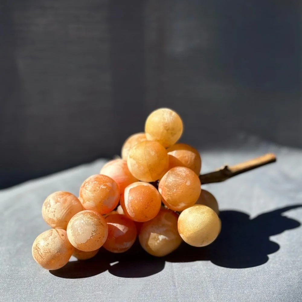 ✨ Vintage Onyx Stone Fruit Bowl | MCM Hand-Carved Alabaster Fruit Display ✨ - Picture 12 of 13